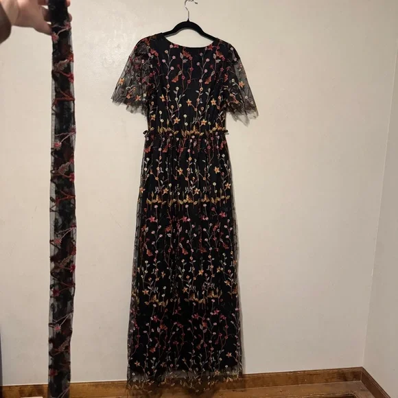 Baltic Born Floral Marsielle Black Dress With Pink, Orange, & Yellow Accents - Picture 14 of 16